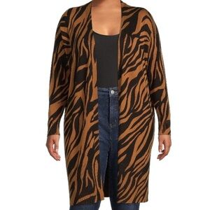 Terra & Sky Cardigan Women’s Size 3X Brown-Black‎ New